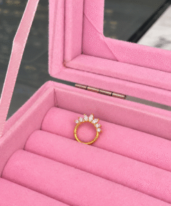 Lotus Taşlı Daith Gold Piercing