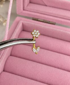 Çiçekli Titanyum Gold Piercing