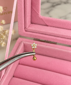 Çiçekli Titanyum Gold Piercing