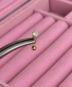 Taşlı Gold Titanyum Piercing