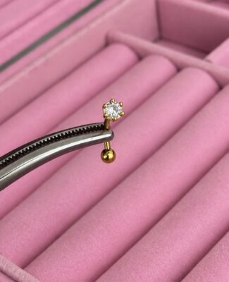 Taşlı Gold Titanyum Piercing