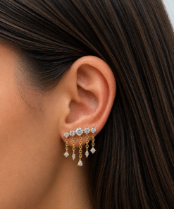 Taşlı Sallantılı Hidden Helix Çelik Piercing