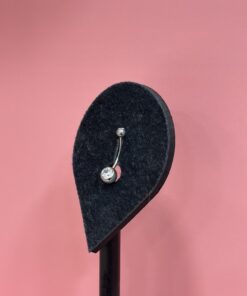Düz Taşlı Silver Titanyum Göbek Piercingi