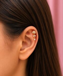 Çiçek Figürlü Taşlı Hidden Helix Piercing