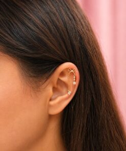 Fiyonk Detaylı Gold Hidden Helix Piercing