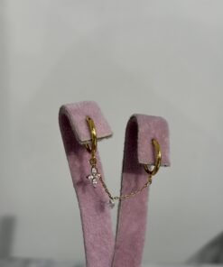 2’li Denna Zincirli Gold Küpe