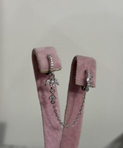 2’li Crown Zincirli Silver Küpe