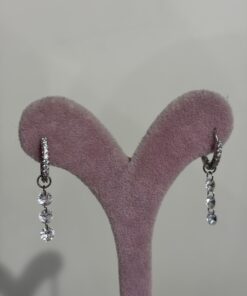 3 Taş Sallantılı Silver Küpe
