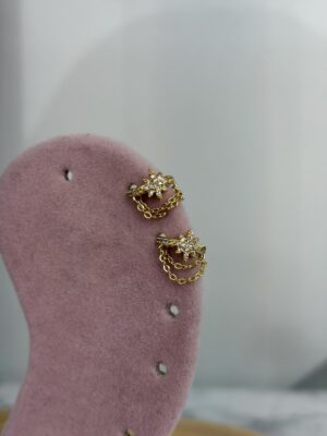 Kutup Yıldızı Zincirli Halka Gold Piercing