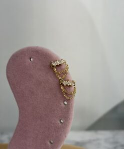 Crown Zincirli Halka Gold Piercing