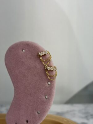 Crown Zincirli Halka Gold Piercing